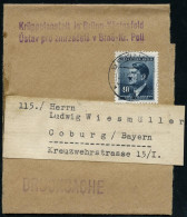 BÖHMEN-MÄHREN 1943 (29.XI.) 2K-Steg: BRÜNN/*** Auf EF 40 H. Hitler + Viol. Abs.-2L:  K R ü P P E L A N S T A L T  In Brü - Autres & Non Classés