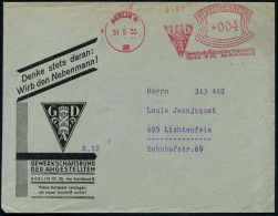 BERLIN W/ 35/ GDA/ Gewerkschaftsbund Der Angestellten.. 1933 (4.3.) Seltener AFS Francotyp = GDA-Logo Mit Liktorenbündel - Altri & Non Classificati