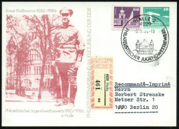 4020 Halle 2 1985 (7.7.) PP 10 Pf. PdR., Grün: Ernst Thälmann 1886-1986.. (E.Thälmann In Lederkleidung, KP-Führer, Im KZ - Sonstige & Ohne Zuordnung