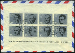 B.R.D. 1965 (12.2.) Widerstandskämpfer-Block, EF (2 Kl. Klebefalte) 1K: 8673 REHAU 1, Rs. Frankierter Bedarfs-Übersee-Fl - Altri & Non Classificati