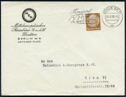 Berlin W 9 1938 (29.8.) 3 Pf. Hindenbg. Mit Firmenlochung "M E R" = M Ittel-Europäisches Reisebüro Auf Firmen-Inl.-Bf. ( - Other & Unclassified