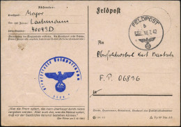 DEUTSCHES REICH 1942 (16.7.) 1K: FELDPOST/b/--- + Bl. 1K-HdN: Feldpostnr. 40043 (teils Etw.undeutl.) + Hs. Fp.Nr. Zusätz - Andere & Zonder Classificatie