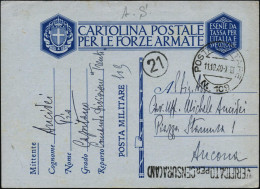 ITALIEN 1940 (11.10.) 1K: POSTE MILITARE/N. 109 = 21. Inf. Div. + Schw. Zensur-1L: VERIFICATO PER CENSURA (AN) (= Ancona - Sonstige & Ohne Zuordnung