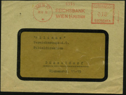 WIEN 72/ */ REICHSBANK/ WIEN.. 1938 (29.6.) Seltener, österr. AFS Francotyp 018 Gr. Unverändert Weiterverwendet (neuer T - Other & Unclassified
