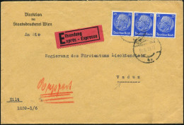 Wien 1939 (28.11.) 25 Pf. Hindenbg., Blau, Reine MeF: Horizontaler 3er-Streifen (gest. WIEN) Dienst-Bf.: Direktion Der S - Other & Unclassified