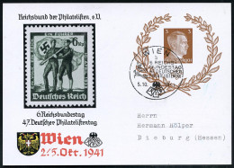 WIEN/ B/ 6.REICHS-/ BUNDESTAG/ 47.DEUTSCHER/ PHILATELISTENTAG 1941 (5.10.) SSt = Prinz Eugen V. Savoyen (Reiterstandbild - Other & Unclassified