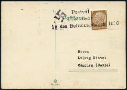 Postamt/ Frankstadt/ In Den Befreiungstagen 1938 1938 Schw. 3L Mit Hakenkreuz (ohne Tag/Monat) Auf Inl.-Drs.-Karte (Mi.5 - Sonstige & Ohne Zuordnung