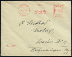 GRULICH/ Veith 1939 (27.3.) AFS Francotyo "Reichsadler" Mit Alten, Großen CSR-Oval-Ziffern * 003 Pf. , Seltener Fern-Bf. - Other & Unclassified