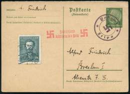 Postamt/ Leipa 1938 (Okt.) Viol. 3K Mit Hakenkreuz (ohne Datum) + Roter HdN: Sudetenland/ Kehrt Heim In's Reich (2 Haken - Autres & Non Classés