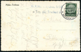 MÄHRISCH-TRÜBAU/ H 1938 (14.X.) Aptierter CSR-2K = Tschech. Ort Entfernt + Bl. HdN: 10.X. Mährisch-Trübau 1938/ Tag Der  - Otros & Sin Clasificación