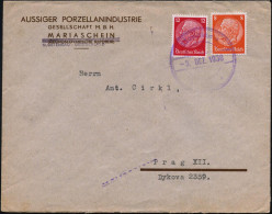 Mariaschein 1938 (3.12.) Viol. 2K-Notstempel Mit Datum (unten Etw. Undeutl.) Auf 8 Pf. U. 12 Pf. Hindenburg = 20 Pf. , A - Otros & Sin Clasificación