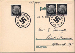 Parchen/ Glasgemeinde 1938 (3.10.) 1K-Notstempel + Datums 1L = Sudeten-Besetzung! ,3x 1Pf. Hindenbg., Glasklar Gest. Inl - Other & Unclassified