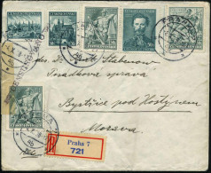 TSCHECHOSLOWAKEI 1938 (1.10.) 50 H. Legion Vouziers, 2x 50 H. Doss Alto U.a., 2K + Gez. RZ: Praha 7 + 2x Viol. Zensur-1K - Other & Unclassified