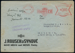 BÖHMEN & MÄHREN 1944 (4.4.) AFS Francotyp: NEUSTADT A.d. METTAU/NOVE MESTO N: METUJI/ROUSEK , Firmen-Bf. (rs. Fehlt Klap - Other & Unclassified