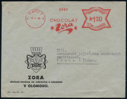 BÖHMEN & MÄHREN 1944 (17.1.) AFS Francotyp: OLMÜTZ 2/CHOCOLAT/Zora  O H N E  Tschechischen Ortsnamen , Klar Gest. Firmen - Autres & Non Classés