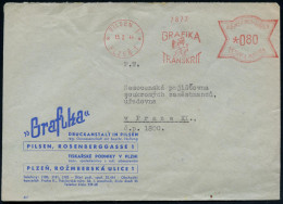 BÖHMEN & MÄHREN 1944 (15.2.) AFS Francotyp: PILSEN 1/PLZEN 1/GRAFIKA/TRANSKRIT (Wappenlöwe) Firmen-Bf.: "Grafika" DRUCKA - Autres & Non Classés