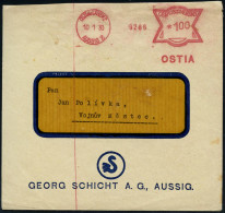 TSCHECHOSLOWAKEI 1930 (10.1.) AFS Francotyp: USTI Nad LABEM 2/ AUSSIG 2/OSTIA Mit CSR-Wertrahmen Auf Firmen-Bf.: GEORG S - Other & Unclassified