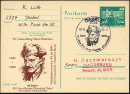 2724 DABEL 1/ 1895 1936/ ..Hans Beimler 1980 (12.5.) SSt = Kopfbild Des Spanienkämpfers Auf Amtl. Inl.-P. 10 Pf. Neptun  - Autres & Non Classés