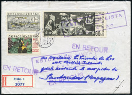 TSCHECHOSLOWAKEI 1967 60 H. Picasso's "Guernica"-Bild U.a. + Div. Retour-1L + "Frist Abgelaufen" (Ra.2) Etc., Ausl.-Reto - Other & Unclassified