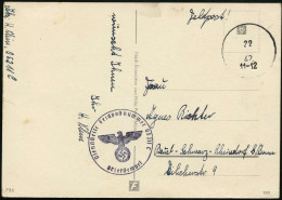 Münsingen 1942 (22.5.) Stummer Württembg. 1K Ohne Monat = Tarnstempel Truppenübungsplatz Münsingen + Viol. 1K-HdN: Fp.Nr - 1939-45