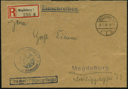 MAGDEBURG/ *1/ Gg 1936 (28.7.) 1K-Brücke + Blauer 1K-HdN: Wehrmeldeamt Magdeburg 3 = Noch Weimarer Adler (teils Undeutl. - Autres & Non Classés