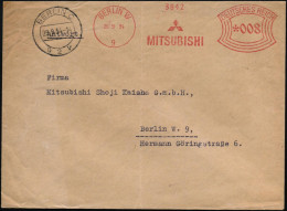 BERLIN W/ 9/ MITSUBISHI 1929 (25.7.) Seltener AFS-Typ Francotyp 008 Pf. (Mitsubishi-Logo) = Japan. Automobil- U. Rüstung - Other & Unclassified