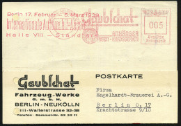 BERLIN-NEUKÖLLN 1/ Gaubschat/ ANHÄNGER/ NUTZWAGEN-KAROSSERIEN 1939 (3.3.) Seltener AFS Francotyp + Roter HdN-3L: Berlin  - Sonstige & Ohne Zuordnung