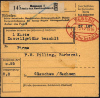 DESSAU/ */ Gebühr Bezahlt/ * 1942 (11.7.) Doppel-Ovals PFS + Selbstbucher-Paketzettel: Dessau 1/ Berlin-Anh. Maschinenba - Otros & Sin Clasificación