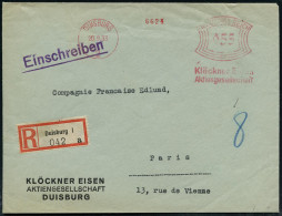 DUISBURG/ 2/ Klöckner Eisen/ AG 1933 (20.9.) AFS Francotyp 055 Pf. + RZ: Duisburg 1/a , Firmen-Bf.: KLÖCKNER EISEN AG =  - Otros & Sin Clasificación