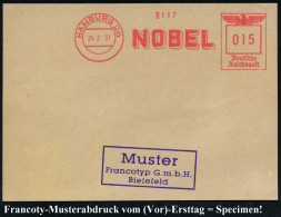 HAMBURG 26/ NOBEL 1937 (24.2.) AFS Francotyp-Musterabdruck "Reichsadler" Glasklar Gest. Francotyp-Musterblatt Vom (Vor)- - Sonstige & Ohne Zuordnung