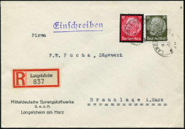 LANGELSHEIM 1935 (4.4.) Kleiner, Alter 1K 2x Auf Firmen-Bf.: Mitteldeutsche Sprengstoffwerke GmbH + RZ: Langelsheim, Inl - Sonstige & Ohne Zuordnung