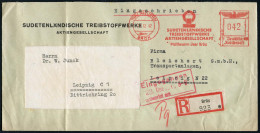 MALTHEUERN/ über/ BRÜX/ SUDETENDEUTSCHE/ TREIBSTOFFWERKE/ AG.. 1942 (21.12.) Seltener AFS Francotyp = PSt.I, 042 Pf. (Lo - Sonstige & Ohne Zuordnung