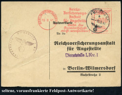 BERLIN-WILMERSDORF 1/ Reichs-/ Versicherungs-/ Anstalt/ Für Angestellte.. 1941 (Aug./Sept.) 2x AFS Francotyp 006 Pf. Auf - Guerre Mondiale (Seconde)