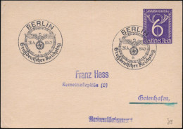 BERLIN/ A/ Großdeutscher Reichstag 1942 (26.4.) SSt = Hauspostamt Reichstag Auf Seltener PP 6 Pf. Posthorn, Viol. (Mi.PP - WW2