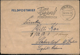 BERLIN NW 7/ Mn/ Fasse/ Dich Kurz!!/ Am/ FERNSPRECHER 1944 (30.3.) MWSt Auf  P R O P A G A N D A - Feldpost-Faltbf.: "Ob - WW2