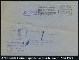 BRESLAU 1/ P/ In Briefabschriften/ ZUSTELLPOSTAMT/ ..angeben 1943 (24.11.) MWSt + Viol. 1K-HdN. Ostgaukommando III + 4L: - Guerre Mondiale (Seconde)