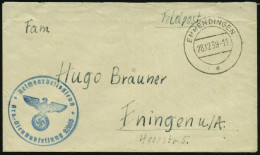 EMMENDINGEN/ E 1939 (28.12.) 2K-Steg + Blauer 1K-HdN: Reichsarbeitsdienst/ Arb.-Dienstabt. 2-265 , Klar Gest., Dekorativ - WW2