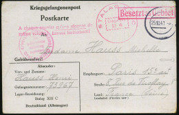 Hammelburg 1940 (25.10.) Stummer 2K-Steg = Tarnstempel Lager Hammelburg + 2 Roter Zensur-1K: STALAG XIII C/Geprüft/D 4 + - WO2