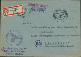 KASSEL-WILHELMSHÖHE/ A 1945 (17.2.) 2K-Steg + RZ: Kassel-/Wilhelmshöhe 1 + Viol. 1K-HdN: Luftwaffen-Sanitäts-Abt. I-VI E - Guerre Mondiale (Seconde)