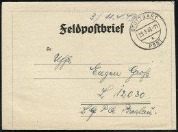 STUTTGART/ A/  P S S T 1943 (29.3.) Seltener 2K-Steg = Feldpost-Sammelstelle , Klar Gest. Feldpost-Faltbf. Mit Inhalt An - WO2