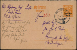 DEUTSCHES REICH 1942 (22.10.) 1K: FELDPOST/c/--- Auf Infla-Antwort-P Bayern Abschied. 10 Pf. , Orange , Spätes Feldpost- - WO2