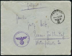 DEUTSCHES REICH 1943 (10.3.) 1K: FELDPOST/b/--- + Viol. 1K-Hdn: Feldpostnr. 18149 = I. SS-Regt. "Nordland" Mit Viel Inha - WW2