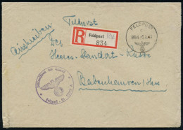 DEUTSCHES REICH 1943 (5.8.) 1K: FELDPOST/c/ 8 8 4  = Feldpost-Amt 152 + Provis. RZ: Feldpost 884 + Viol. 1K-HdN: Zahlmei - 2. Weltkrieg