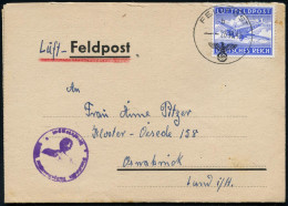 DEUTSCHES REICH 1943 (26.10.) 1K: FELDPOST/b/---  Auf Gez. Luftfeldpost-Marke EF (Mi.JU 52) + Viol. 1K-HdN. (teils Undeu - WW2