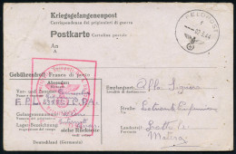 DEUTSCHES REICH /  ITALIEN 1944 (2.3.) 1K: FELDPOST/f/--- (Mi.6) + Roter Ra.: Feldpost/ Fp.-Nr. 53775 = Flugplatz-Kdo. B - WW2