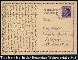 BÖHMEN & MÄHREN 1943 (22.10.) Zweisprach. 2K: RADOTIN Auf Inl.-P 60 H. Hitler Als Feldpost-Kt. An  T S C H E C H E N  In - WW2
