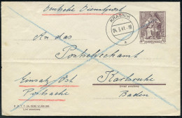 GENERALGOUVERNEMENT 1941 (4.3.) 2K-Steg: KRASNIK/a Auf Beute-Ganzsachen-Umschlag 25 Gr. Kasimir (schwache Querfalte) Als - 2. Weltkrieg