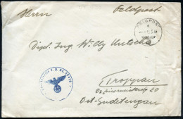 DT.BES.GRIECHENLAND 1944 (13.5.) 1K: FELDPOST/a/--- + Blauer 1K-HdN: F. P. Nr. 47 420 = Kdo. 133, Festungs-Div.  K R E T - WW2