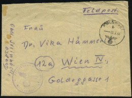DT.BES.GRIECHENLAND 1944 (27.7.) 1K: FELDPOST/b/--- + Viol. 1K-HdN: Fp. Nr. 03800 = 10. Bttr. Art. Rgt. 999,  R H O D O  - 2. Weltkrieg