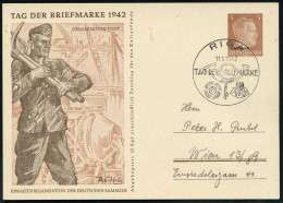 DT.BES.LETTLAND 1942 (11.1.) SSt : RIGA/TAG DER BRIEFMARKE Auf Sonder-P 3 Pf. Hitler: TAG DER BRIEFMARKE, ORGANISATION T - WW2